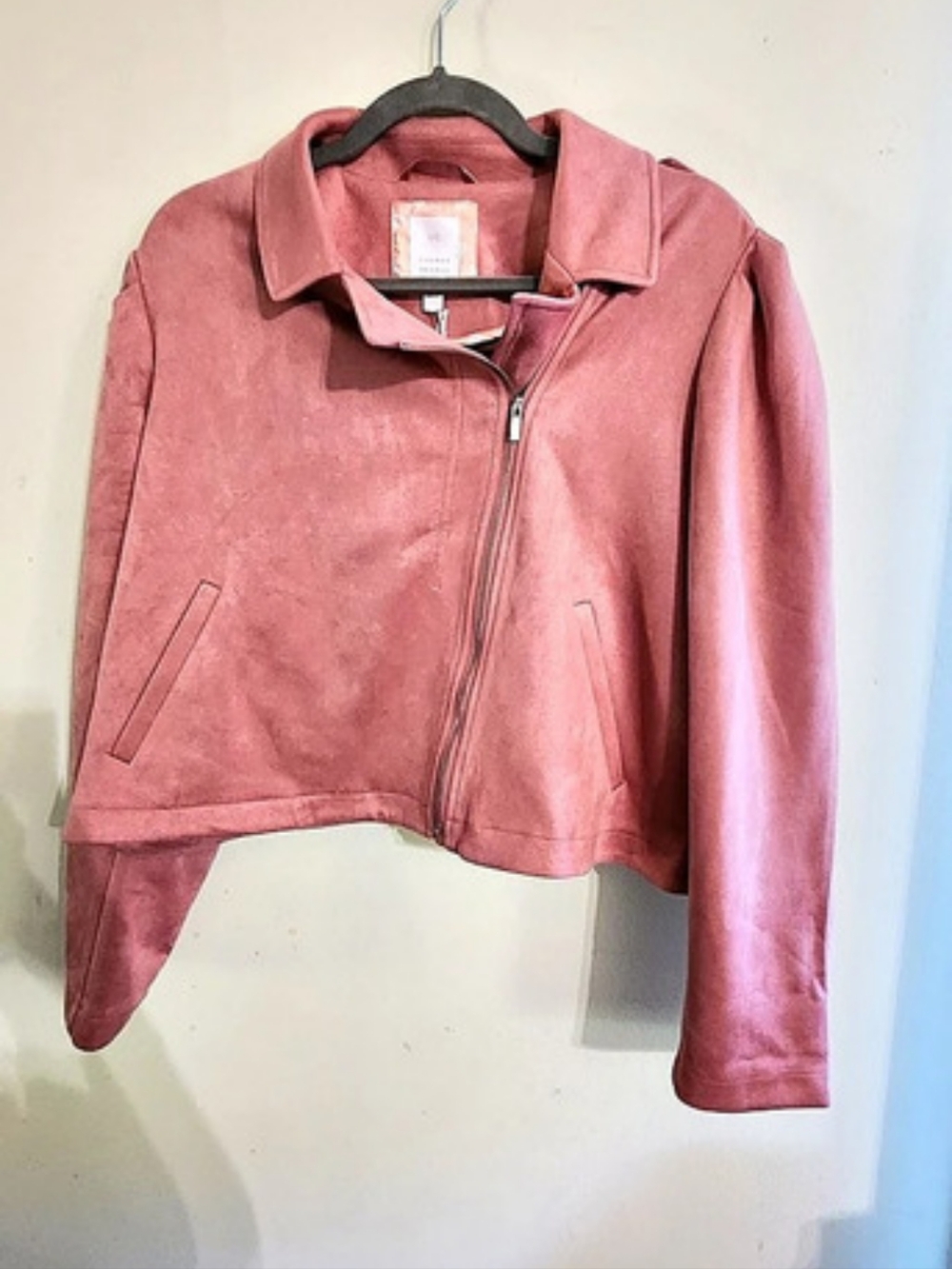 LC Lauren Conrad Mauve Pink Suede Moto Jacket Plus Petite XXL NWT
